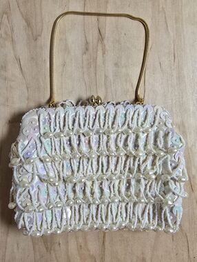 Vintage Safco Beaded Evening Bag Opalescent Sequin Purse Box 7x5
